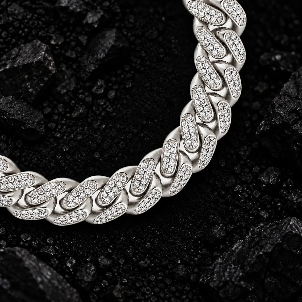 11mm Iced Out Miami Moissanite Cuban Bracelet by Aumpex