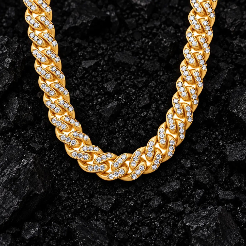 11mm Solitaire Moissanite Cuban Chain by Aumpex