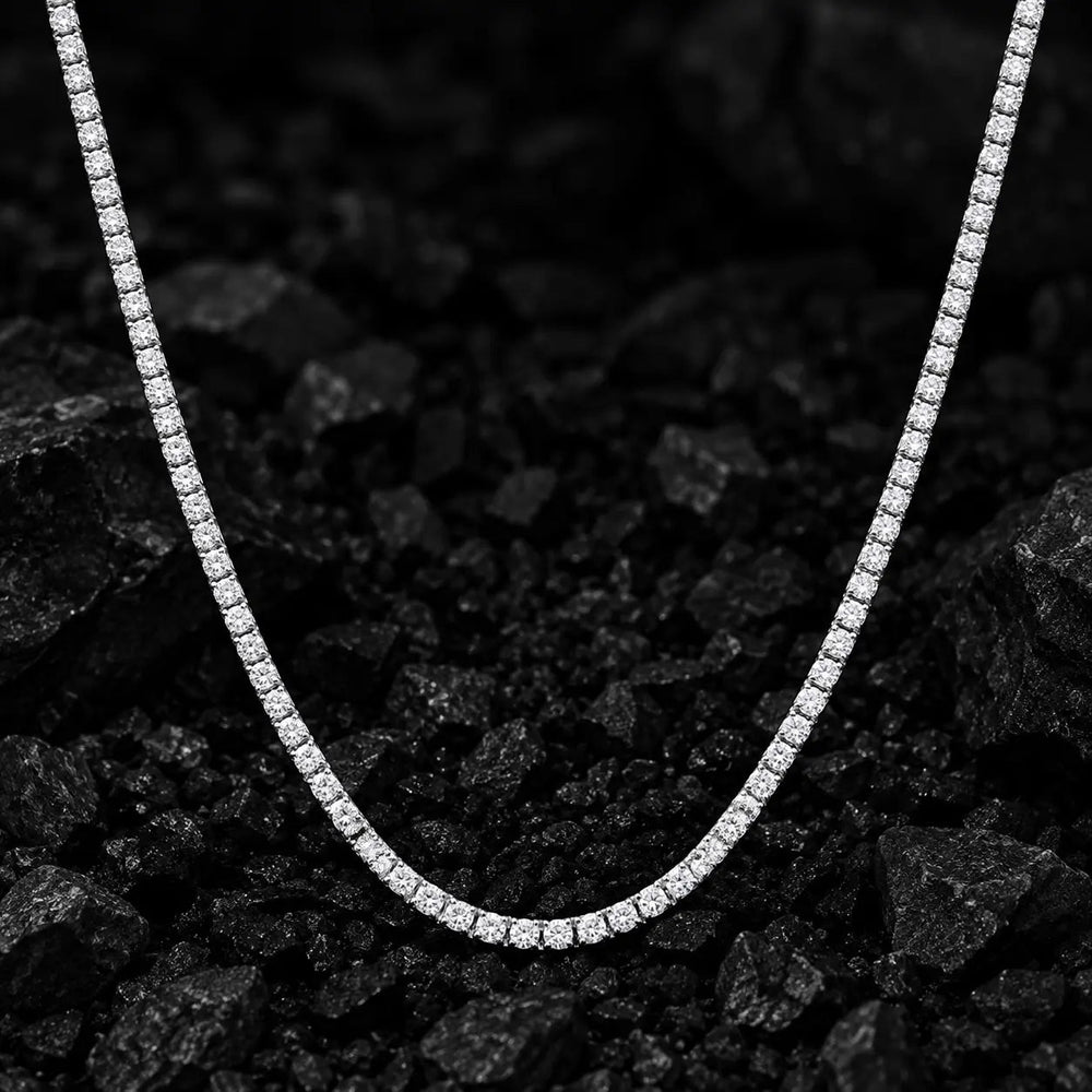 2mm Micro Solid Gold Lab-Grown Diamond Tennis Chain by Aumpex