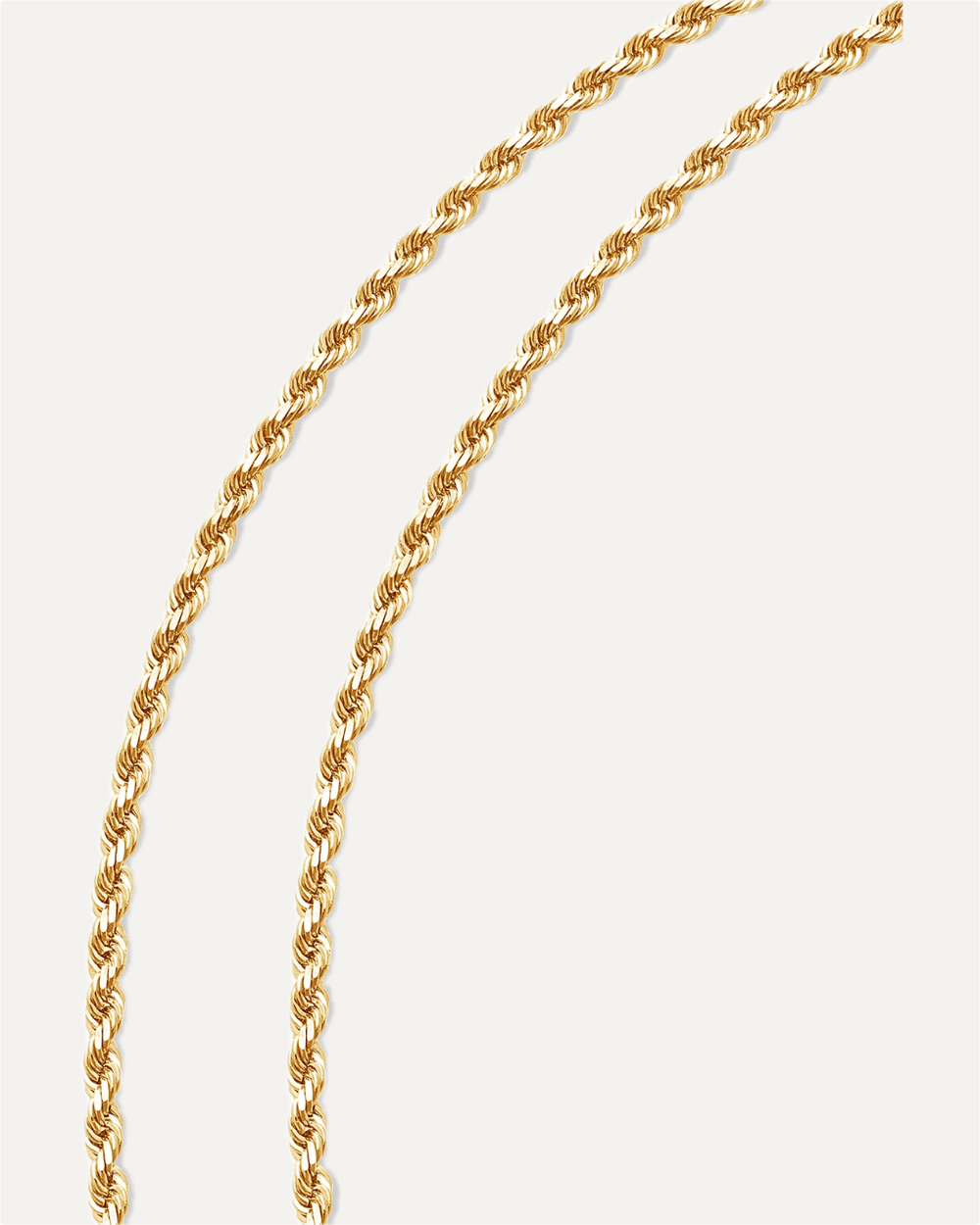 3mm Solid Gold Diamond Cut Rope Chain by Aumpex