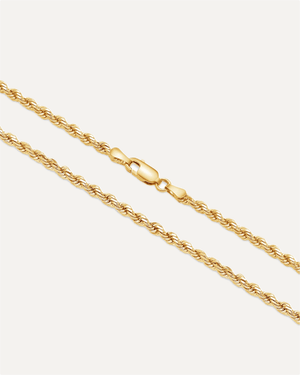 3mm Solid Gold Diamond Cut Rope Chain by Aumpex