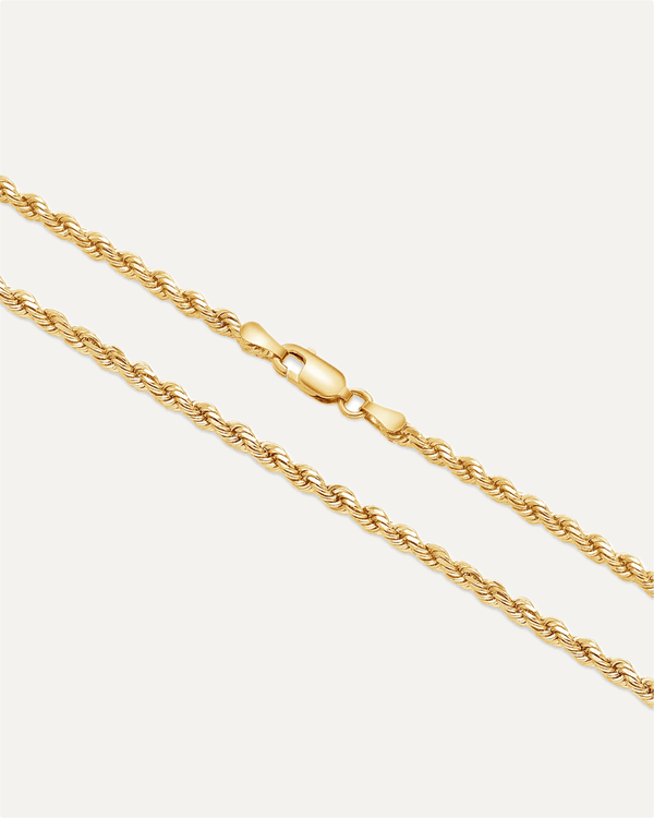 3mm Solid Gold Diamond Cut Rope Chain by Aumpex
