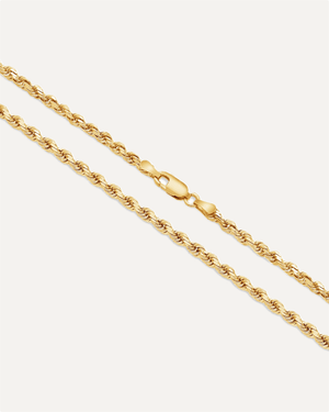4mm Solid Gold Diamond Cut Rope Chain by Aumpex