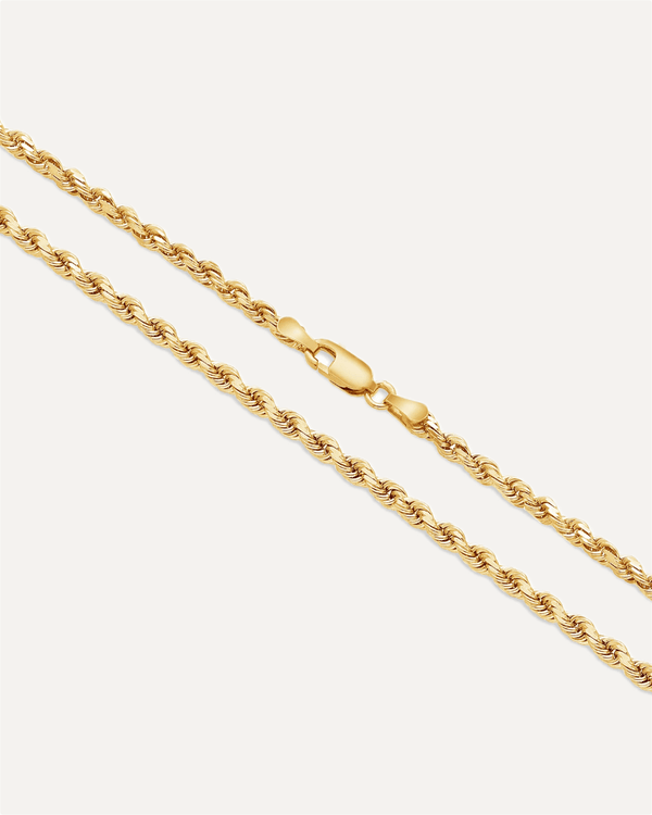 4mm Solid Gold Diamond Cut Rope Chain by Aumpex