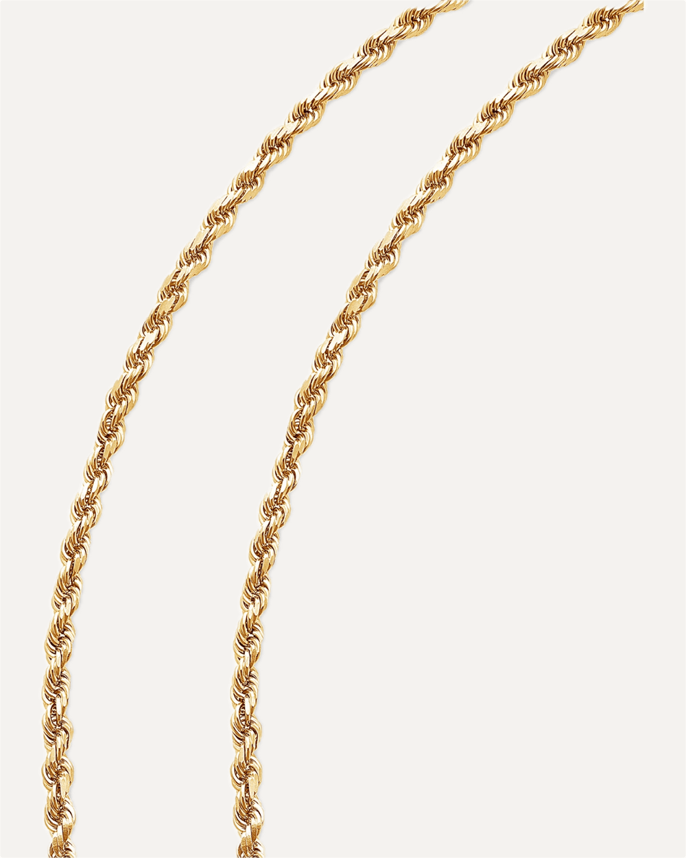 4mm Solid Gold Diamond Cut Rope Chain by Aumpex