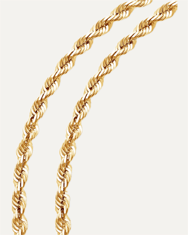 6mm Solid Gold Diamond Cut Rope Chain by Aumpex