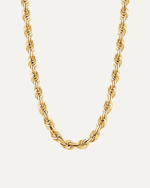 6mm Solid Gold Diamond Cut Rope Chain by Aumpex