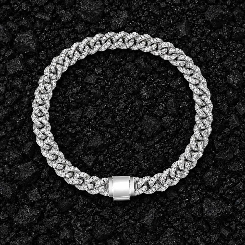 7mm Iced Out Miami Moissanite Cuban Bracelet by Aumpex