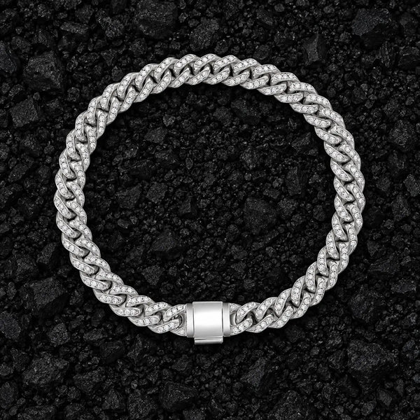 7mm Iced Out Miami Moissanite Cuban Bracelet by Aumpex