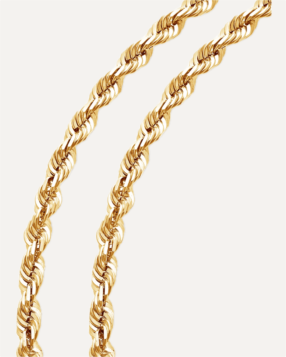 7mm Solid Gold Diamond Cut Rope Chain by Aumpex