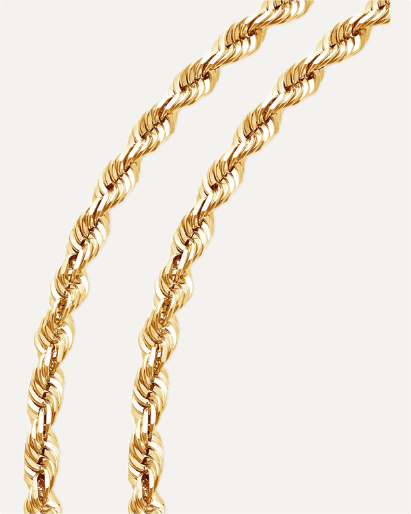 7mm Solid Gold Diamond Cut Rope Chain by Aumpex