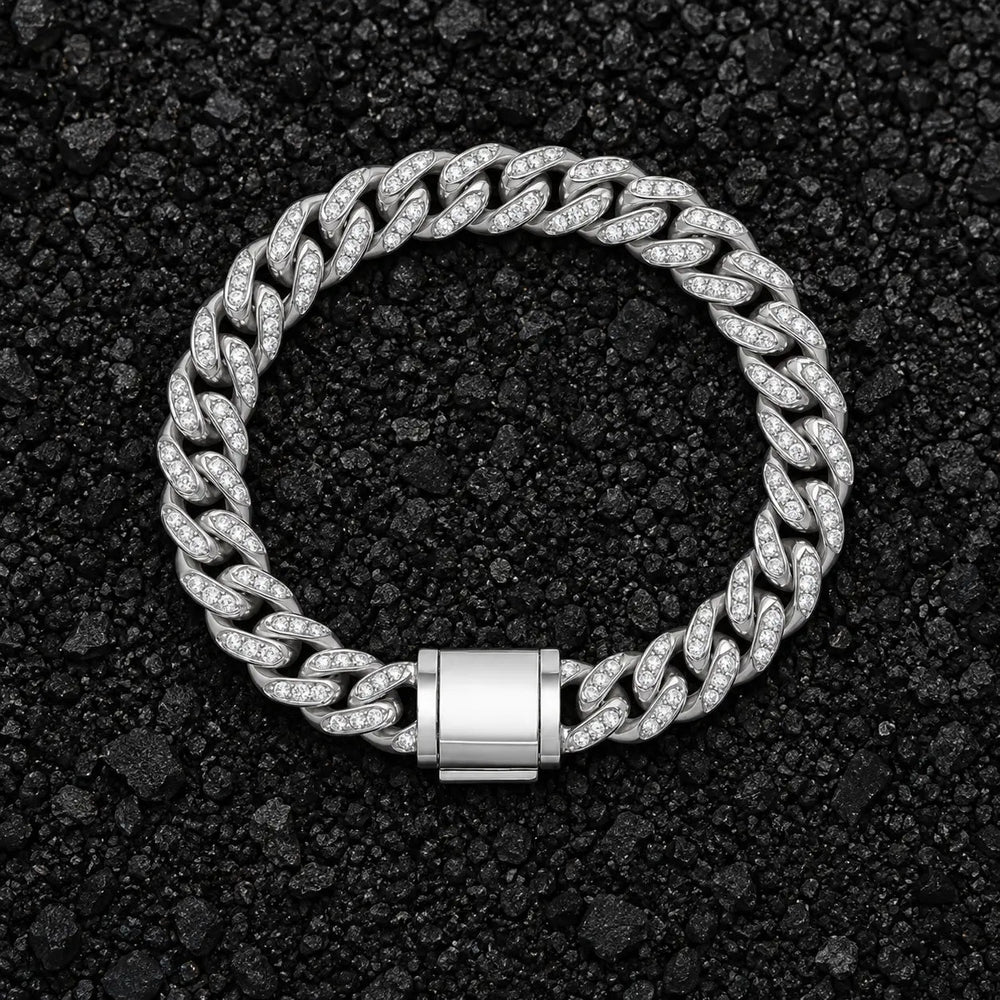 9mm Iced Out Miami Moissanite Cuban Bracelet by Aumpex