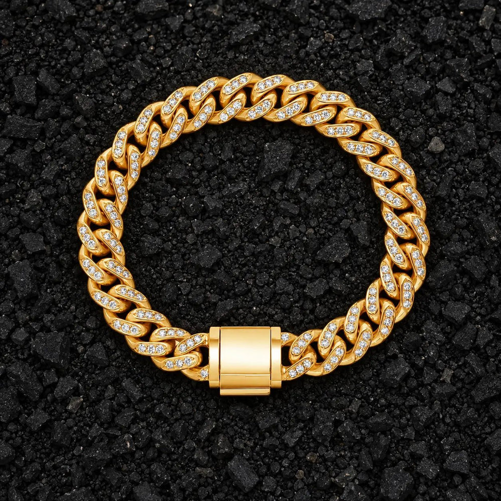 9mm Iced Out Miami Moissanite Cuban Bracelet by Aumpex