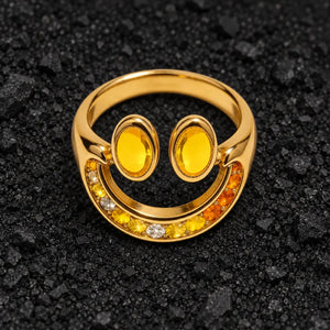 The Dazed Stare Moissanite Emoji Ring by Aumpex