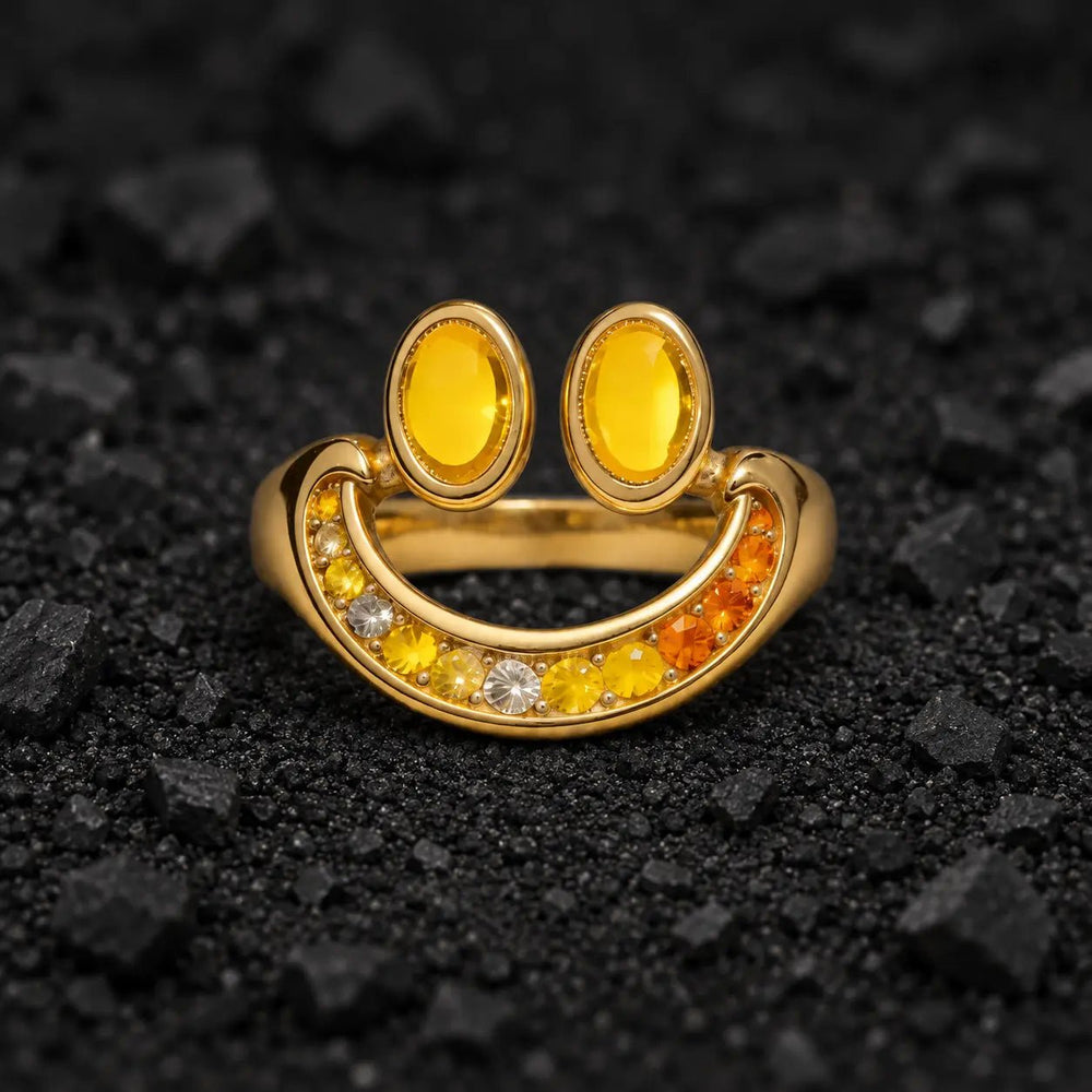 The Dazed Stare Moissanite Emoji Ring by Aumpex