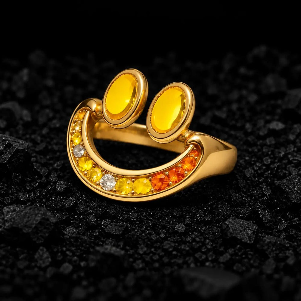 The Dazed Stare Moissanite Emoji Ring by Aumpex