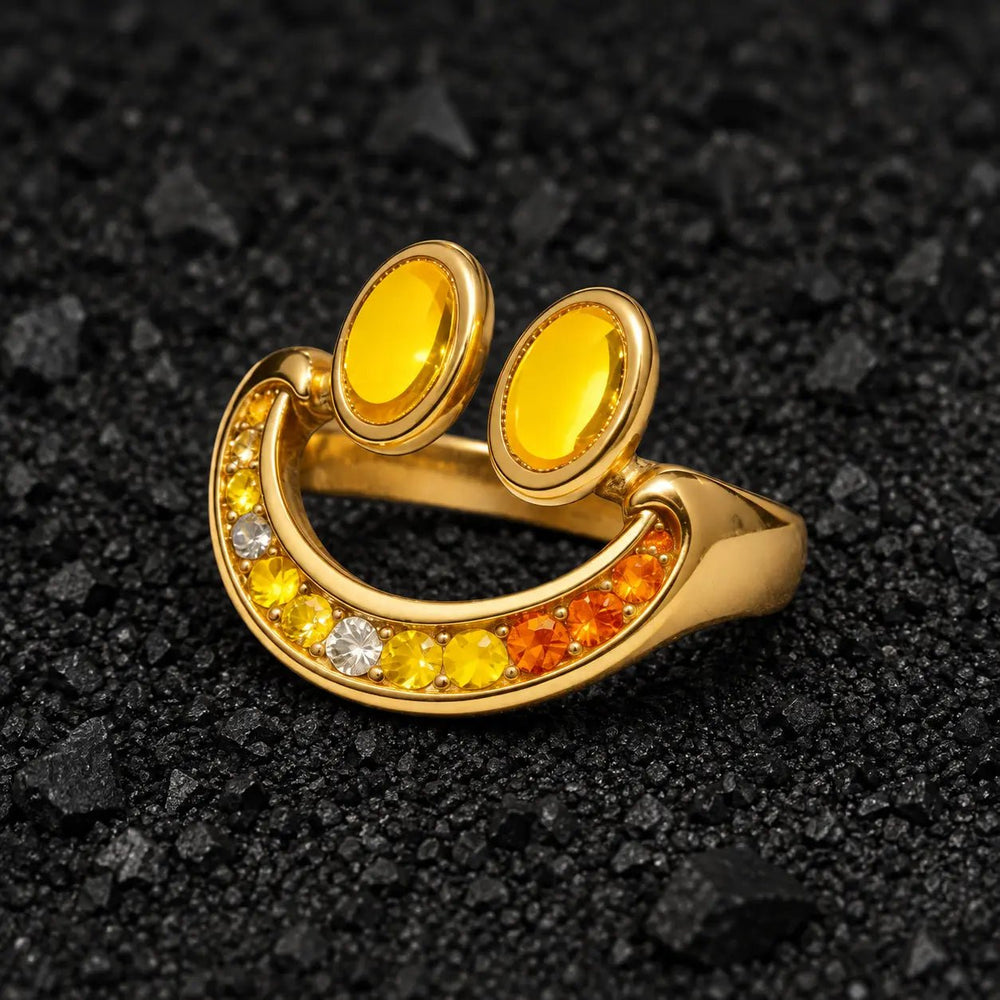 The Dazed Stare Moissanite Emoji Ring by Aumpex