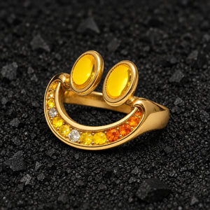 The Dazed Stare Moissanite Emoji Ring by Aumpex