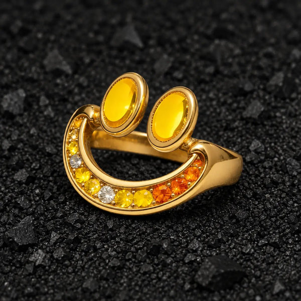 The Dazed Stare Moissanite Emoji Ring by Aumpex